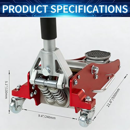 Low Profile Floor Jack 1.5 Ton, 3300LBS Hydraulic Car Jack with 3-3/20" to 14-10/27" Lift Range | Aluminum Steel Racing Jack with Dual Piston Quick Lift | Professional Garage Shop Equipment