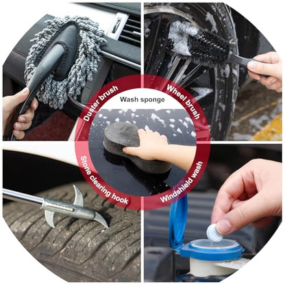 41Pcs Car Wash Cleaning Kit with High Power Handheld Vacuum Windshield Cleaning Tool Collapsible Bucket Detailing Brushes Tire Brush Towels Complete Detailing Set for Car - size: 41Pcs