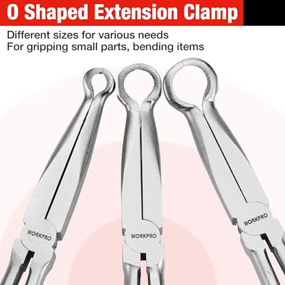 WORKPRO 3 PCS 11" Hose Gripper Plier Set, Dia. 5/16'', 1/2'' and 3/4'' | Long Reach Hose Gripping Pliers, Spark Plug Boot Removal Pliers, Serrated Jaws for Hard to Reach Narrow Spaces