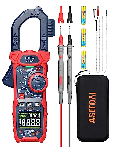 AstroAI Inrush Digital Clamp Meter Multimeter 1000A TRMS 6000 Counts, Amp Voltage Tester with VFD, LOZ Mode; Measures AC/DC Current Voltage Temperature Resistance Capacitance Frequency Continuity NCV - color: Blue, size: 6000 Counts