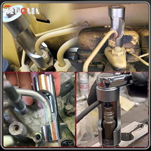 9PCS 10-22mm 3/8" 1/2" Diesel Injector Fuel Line Socket Wrench Set | Flare Nut Socket, Fastener Bent Pipes, Wired Temperature Sensors, EGT Sensor, Thermo Switches, ABS Tubes, Strut Nut Extractor