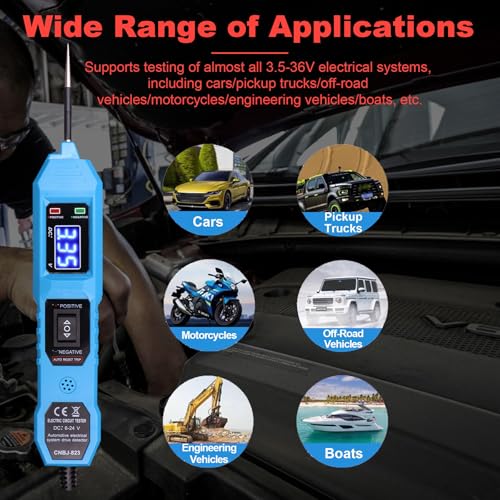 Automotive Power Circuit Probe Tester 3.5-36V DC,6-in-1 Automotive Circuit Tester with Blue Backlit LCD,Overload Protection & 14.7FT Cable,Test Light for Car Truck Motorcycle Boat Trailer(Blue) - style: Blue Set
