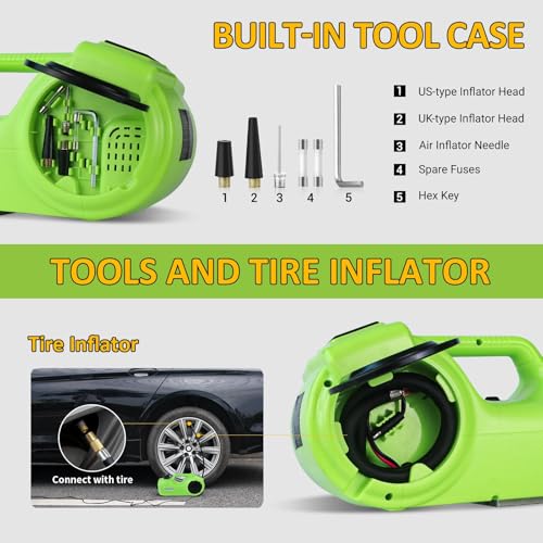 Electric Car Jack Kit 5Ton 12V Car Jack Hydraulic (Lifting Range: 6.1-20.86 inch) with Impact Wrench & Inflator for SUV MPV Sedan Truck with LCD Tire Pressure Display - color: Jack+Wrench+Air Pump+LCD