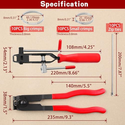 SPEEDWOX 32PCS CV Joint Boot Clamp Pliers Hose Band Cut-Off Pliers Car Banding Tool Kit With 20 Adjustable Stainless Steels Crimp Bands Ear Boot Tie Pliers Car Band Tool Kit For Most Cars - size: CV Joint Boot Clamp Pliers & Cut-Off Pliers