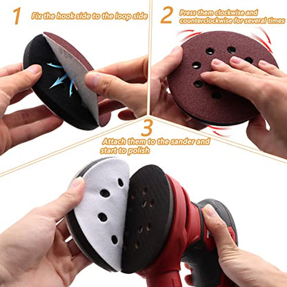 6 Pack Interface Pads, 5 Inch 8 Holes Hook and Loop Soft Foam Sanding Interface Pads, Sponge Cushion Backing Pad for Orbital Sander Automotive Woodworking Polishing - size: 5 inch 8 Hole - 6 Pack