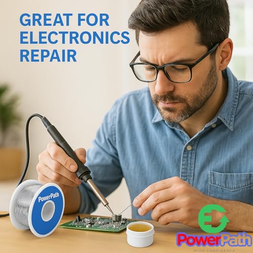 Soldering Iron Kit with Rosin Core Solder Wire and Flux Paste | 50g Tin Lead Solder Set for Electrical and Electronic Repair | 0,75mm 50gr Plus Flux Paste