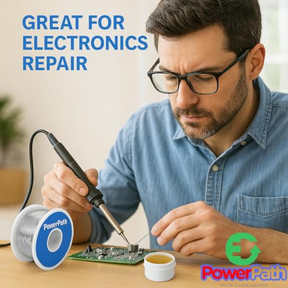 Soldering Iron Kit with Rosin Core Solder Wire and Flux Paste | 50g Tin Lead Solder Set for Electrical and Electronic Repair | 0,75mm 50gr Plus Flux Paste