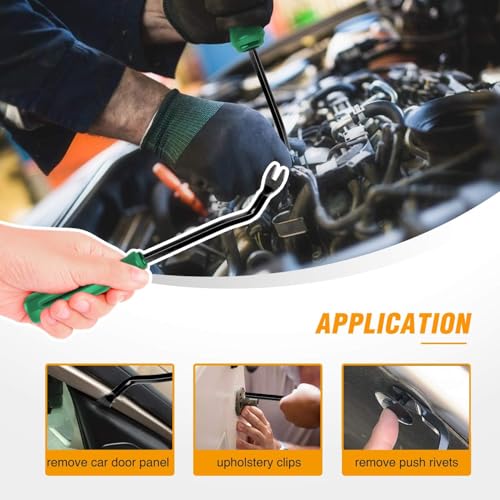 GOOACC Car Panel/Upholstery Fastener Remover Ergonomic Stainless Steel | Easily Removes Plastic Fasteners Reduces Damage to Panels and Loss of Clips Green - color: Green, size: 1Pc Remover