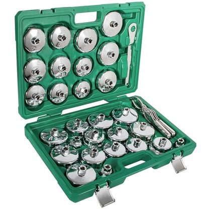 Oil Filter Wrench Set, 31PCS Oil Filter Socket Set, Oil Filter Cap Removal Tool, 1/2" Drive Stainless Steel 27mm 32mm 36mm 64mm-101mm Compatible with Volvo, BMW, Toyota, Nissan, etc