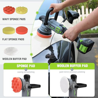 WORKPRO 20V Cordless Car Buffer Polisher Kit with 4.0Ah Battery, 7-Speed | 2000 to 5000 RPM, Pulidora De Autos, for Car Polishing & Waxing