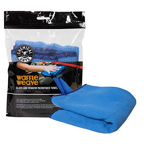 Chemical Guys Waffle Weave Glass Cloth Microfiber Towel, Blue, 24 x 16 | For streak-free cleaning on cars, trucks, and SUVs, blue waffle weave streak-free cleaning cloth, lifts fingerprints - color: Blue, size: 24"x 16"
