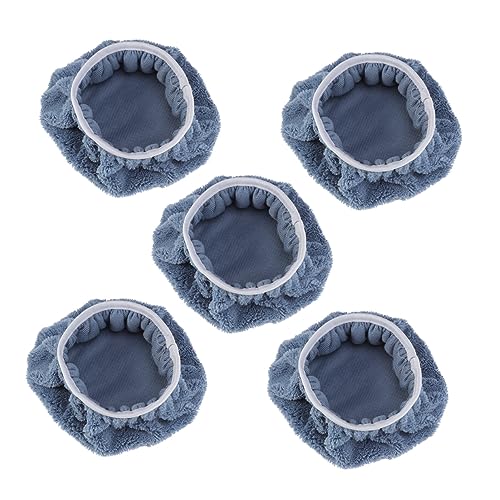 5-Piece Coral Fleece Car Polishing Waxing Bonnet Set 9-10 Inch Soft Grip Pads for Dual-Action Polishers for Auto Detailing and Buffing