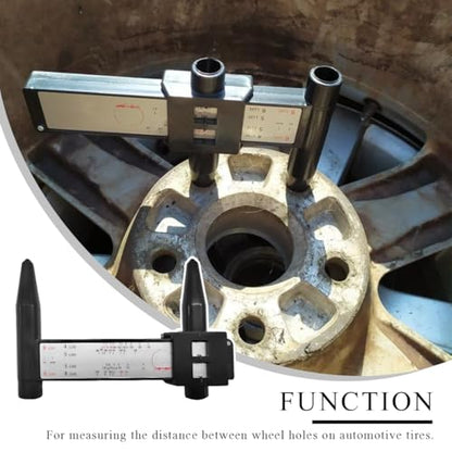 Wheel PCD Gauge, Wheel Rim Bolt Pattern Measuring Tool PCD Ruler for Quick Measurement, Universal Wheel Stud Lug Bolt Pattern Gauge for 4 5 6 8 Holes Sliding Caliper