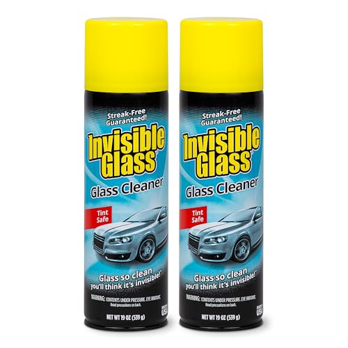 Invisible Glass 91164-2PK Premium Aerosol Glass Cleaner Spray for Car Windshields and Windows, Automotive and Home Window Cleaner, Streak-Free, Ammonia-Free, Tint-Safe – 19 oz (Pack of 2) - size: 19 Ounce (Pack of 2)