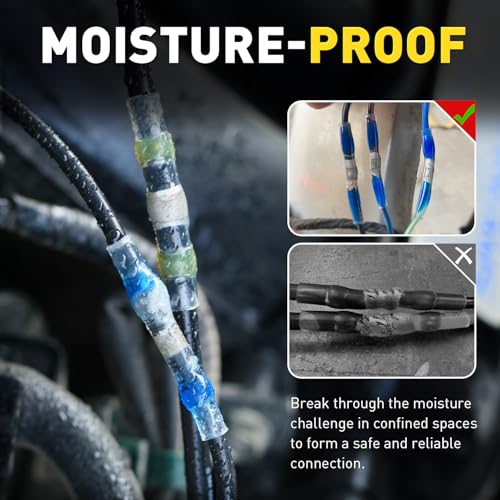 haisstronica 340PCS Solder Seal Wire Connectors Kit with 10-24 AWG Self-Adjusting Automatic Wire Stripper Tool, Waterproof Heat Shrink Butt Terminals for Car, Marine, Trailer, DIY Wiring Projects - size: 340PCS