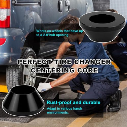 povtii Manual Tire Changer Centering Cone, Aluminum Tapered Automotive Tire Balancer Adapter, Wheel Balancer Hold Down Cone for Cars Trucks, Repair Tool Kit Car Accessories (Black) - color: Black