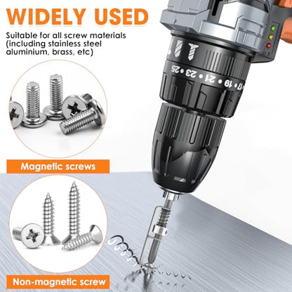2PC Loaded Screw Holder Bit Set, Anti Drop Screwdriver Bit with Single Hand Operation, Universal Screw Retaining Tool, Ideal Bit Holder for Drill for Electricians, Mechanics & DIY Home Repair