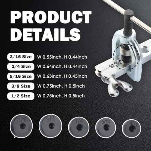 Double & Single Brake Line Flaring Tool Kit,Brake Flaring Tool Kit with 5 Adapters 3/16",1/4",5/16",3/8",1/2" Tube Cutter/Flare Rod,Brakes Flare Tools Kits for Brakes Lines