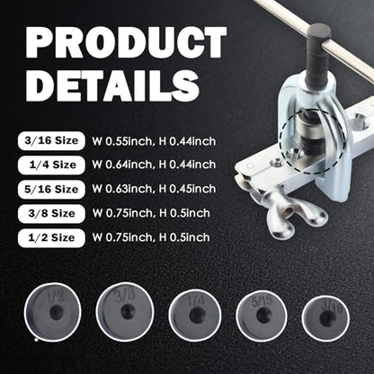 Double & Single Brake Line Flaring Tool Kit,Brake Flaring Tool Kit with 5 Adapters 3/16",1/4",5/16",3/8",1/2" Tube Cutter/Flare Rod,Brakes Flare Tools Kits for Brakes Lines