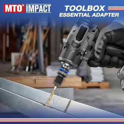 MTO 1/2 3/8 1/4-Inch Square Drive to 1/4-Inch Hex Socket Adapter, 3PCS Quick Release Impact Bit Holder, for Impact Wrench Ratchet, CR-MO