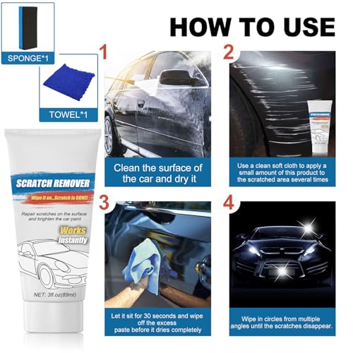 Nano Sparkle Cloth Car Scratch Remover with Scratch Repair Paste,Upgraded Nano Sparkle Cloth for Cars Scratches,Miracle Nano Cleaning Cloth Scratch Remover for Deep Scratch Repair on Car Paint