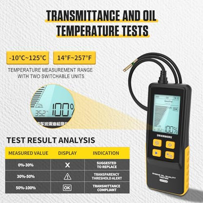 Engine Oil Quality Tester for Gasoline & Diesel | Digital Oil Diagnostic Tool Handheld Analyzer with 31.5in Probe, 2.8in Display - color: BLACK, size: Engine Oil Tester