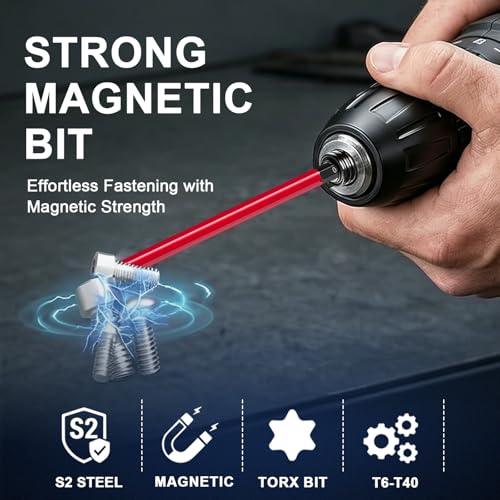 Long Torx Bit Set 6-Inch, 13PCS T6–T40, Magnetic S2 Steel Torx Bits with 1/4" Hex Shank, Extended Reach Torx Set for Deep & Hard-to-Reach Screws, Impact Ready