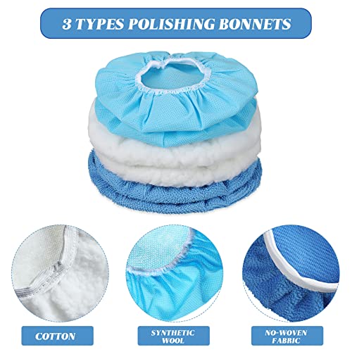 20 Pieces Car Orbital Buffer Polisher Pad Bonnet Microfiber Max Bonnet Polishing Buffing Pad Cover(3-4 Inches) - color: Blue, size: 3-4 Inches