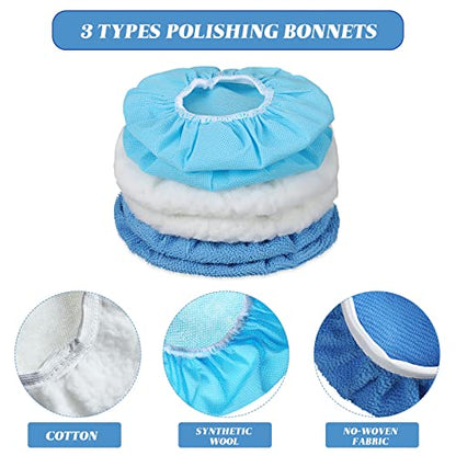 20 Pieces Car Orbital Buffer Polisher Pad Bonnet Microfiber Max Bonnet Polishing Buffing Pad Cover(3-4 Inches) - color: Blue, size: 3-4 Inches