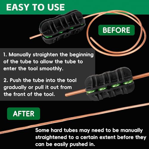 Handheld Tubing Straightener, 3/8 Inch O.D. Tube Straightening Tool for Brake Line Fuel Line Copper/Aluminum/Steel Coils - size: 3/8 Inch