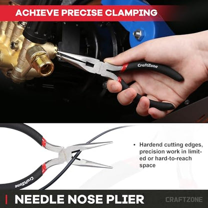 10PC Pliers and Wrench Set with Storage Rack – Includes Channel Lock | Long Needle Nose | Diagonal Cutter | Groove Joint | Linesman & Mini Plier, Carbon Steel Tool Kit for DIY and Home a Gift for Man - size: 10pc