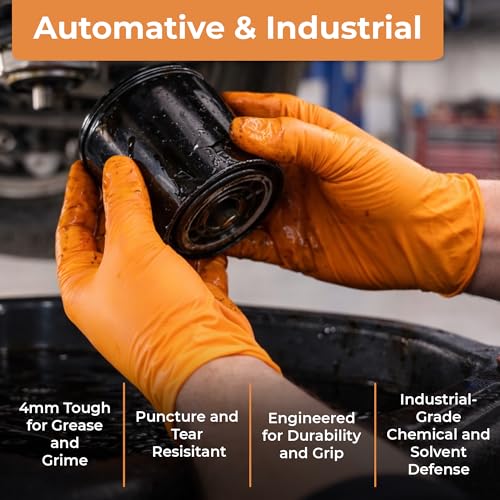 ASAP Nitrile Gloves Disposable Latex Free - 4 Mil Powder Free, Food Safe, Kitchen & Medical - Cleaning & Tattoo Supplies - color: Orange, size: X-Large