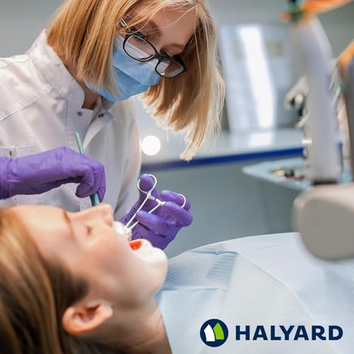 HALYARD Purple Nitrile Dental Patient Exam Gloves, Non-Sterile, 5.9 mil, 9.5 Inches, Purple, Small, 53431 (Box of 100) - size: Small