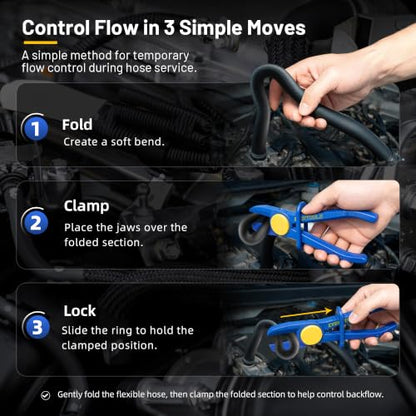 6pcs Brake Line Hose Clamps Pliers Set | Hose Pinch Clamp Pliers Set, Fuel Line Disconnect Tool for Flexible Hoses Gas Lines Radiator Hoses