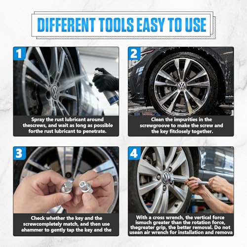 BELEY 23pcs Wheel Lock Lug Nut Remover Kit, Automotive Wheel Anti-Theft Screw Removal Key Socket Set with Adapter Compatible with VW (23pcs for VW)