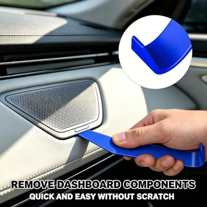 18Pcs Car Trim Removal Tool Kit Pry Tool Set, Panel Clip Pliers Door Panel Removal Tool Automotive Clip Removal Tool, Plastic Pry Tool Kit Auto with Valve Stem Caps for Car Interior Repair, Blue - color: blue