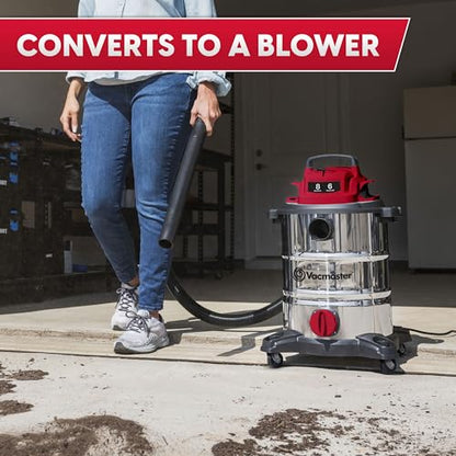 Vacmaster VOC812SF 1101 8-Gal 6 Peak HP Stainless Steel Wet/Dry Vac Red - size: 8 Gal