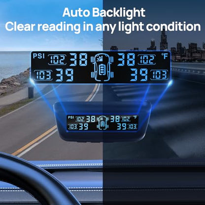 Masoll Tire Pressure Monitoring System, RV/Trailer TPMS with Solar Charging & Auto Calibration, M13 LCD Display tpms 4 sensors (0-99PSI)