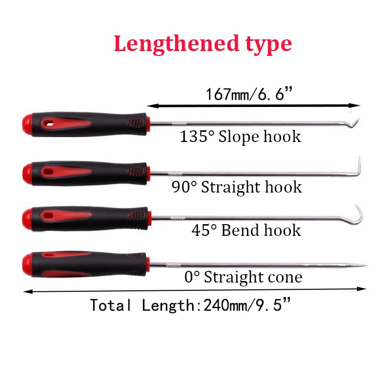 (Lengthened Type) 4-Piece Set, Oil Seal Hook, Pull Out The Hook, Oil Seal Screwdriver， Pull Out The and Remove， for Automotive, Electronics, Daily Home Repair Tools, Storage Trays.