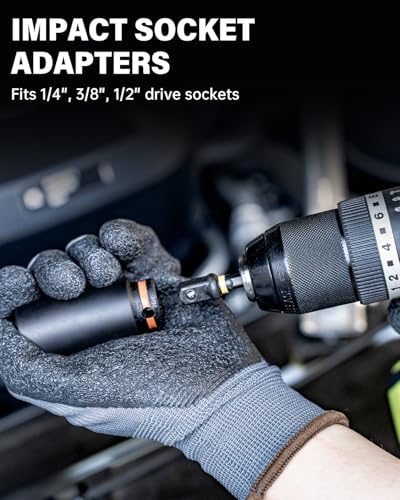 ROTATION 34-Piece Impact Driver Bit Set, Magnetic Impact Nut Driver Set | Magnetic, SAE & Metric, Deep Impact Nut Drivers, Impact Socket Adapters & Wing Nut Driver, Bit Extension with Storage Case