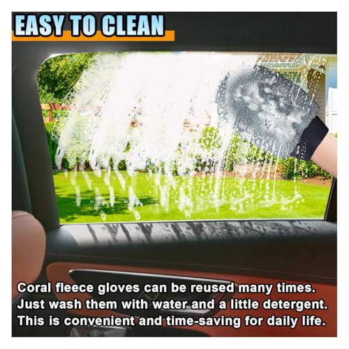 2PCS Coral Fleece Car Wash Mitts, No Scratch Microfiber Wash Mitt Car Cleaning Glove, Reusable Dusting Mitt with Elastic Wrist Cuff for Car Washing and Detailing (Palm Glove) - style: Palm Glove
