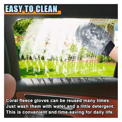 2PCS Coral Fleece Car Wash Mitts, No Scratch Microfiber Wash Mitt Car Cleaning Glove, Reusable Dusting Mitt with Elastic Wrist Cuff for Car Washing and Detailing (Palm Glove) - style: Palm Glove