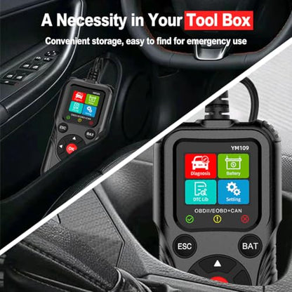 2-in-1 OBD2 Scanner Diagnostic Tool & Battery Tester for 12V Cars | Read & Clear Check Engine Code, Live Data Stream, Battery Voltage Test, Voltage Curve Monitor, Battery Health Check