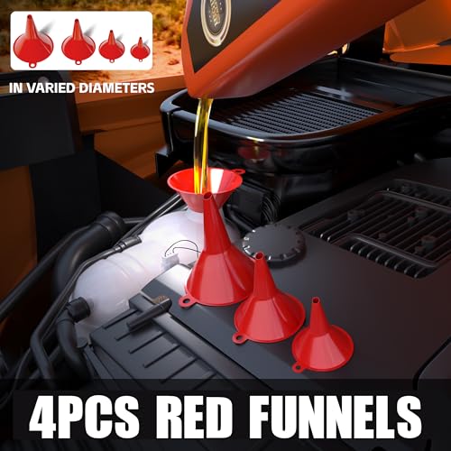 KJE 19 Pcs Automotive Funnel Set, Spout Replacements, Plastic Wide Mouth Transmission Funnels, Flexible Oil Funnel Kit for Automotive Use