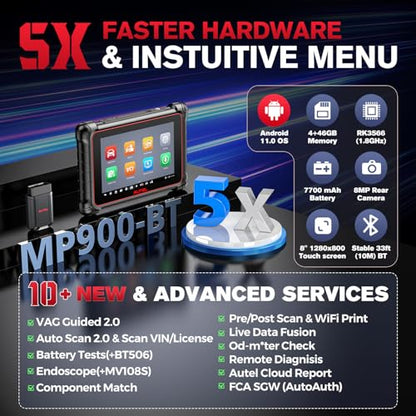 Autel Scanner MaxiPRO MP900-BT w/ MV108S: 2026 MP900BT V2.0 ECU C0ding as MS906 PRO MS906MAX, Up of MP900 MS906BT MP808BT PRO MK900BT, 40+ Service, DoIP&CAN FD, 3K+ Bidirectional Diagnostic Scan Tool