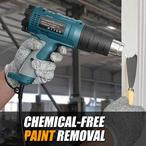 Heat Gun Kit 2000W with Variable Temperature 5 Nozzles, Adjustable Hot Air Gun 122°F-1112°F Fast Heating for DIY Shrink PVC Tubing/Wrapping/Crafts, Stripping Paint(2000W Rear Cover Temp Adjust) - color: 2000w Rear Cover Temp Adjust
