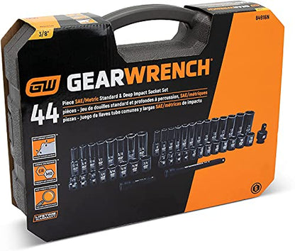 GEARWRENCH 44 Pc. 3/8" Drive 6 Point Standard & Deep Impact SAE/Metric Socket Set - 84916N - size: SAE/Metric