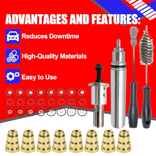 SMMS Injector Sleeve Cup Installation Removal Tool Kit with Sleeves & Brushes For ford 1994-2003 7.3L Replaces OE: F4TZ9F538A