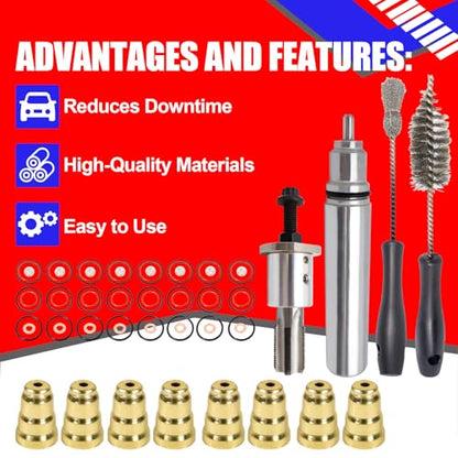 SMMS Injector Sleeve Cup Installation Removal Tool Kit with Sleeves & Brushes For ford 1994-2003 7.3L Replaces OE: F4TZ9F538A