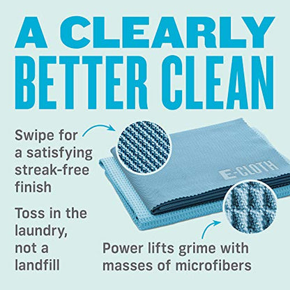 E-Cloth Microfiber Window Cleaning Cloth Kit - Glass Cleaning Cloth for Windows, Mirrors, Cars, Lenses, Eyeglasses, & More, Streak Free Clean, Machine Washable Reusable Towel - Alaskan Blue | Chemical-Free Cleaning - Reusable & Machine Washable Towel, Ver